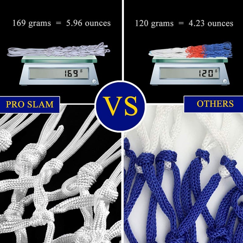 ProSlam Premium Quality Professional Heavy Duty Basketball Net Replacement - All Weather Anti Whip, Fits Standard Indoor or Outdoor Rims(Professional Standard Size, White) - Image 5